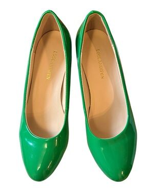 Lostlandifen Emerald Green Patent Pumps Size 38 Kitten Heel